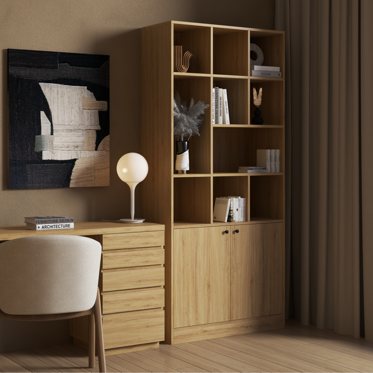 [Happy Home Furniture] CATY , Kệ sách 2 cửa mở ,  90cm x 39cm x 200cm (DxRxC), KSA_025