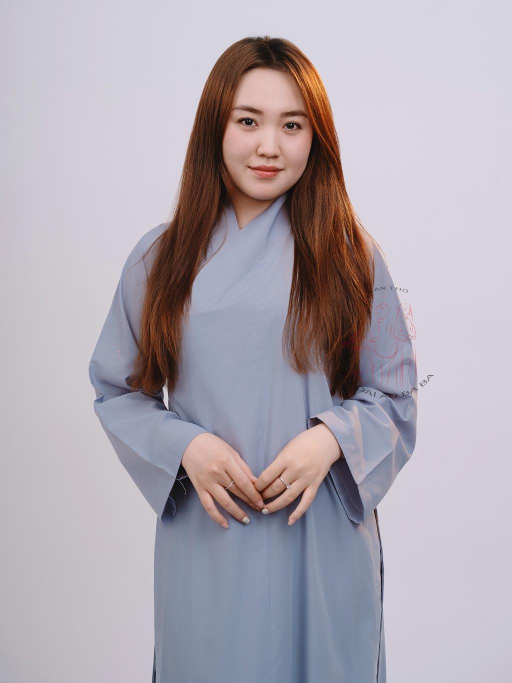 Áo tràng phật tử nữ - Áo lam phật tử, áo choàng đi chùa cho các khoá tu chất vải kate Silk - Quần lẻ đen