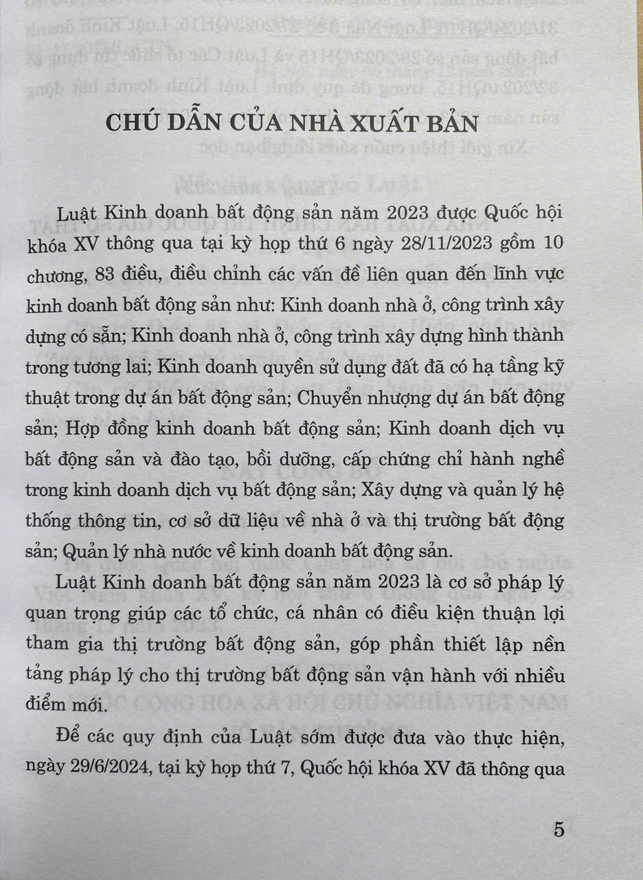 Luật Kinh Doanh Bất Động Sản Năm 2023 ( Sửa đổi, bổ sung năm 2024 )