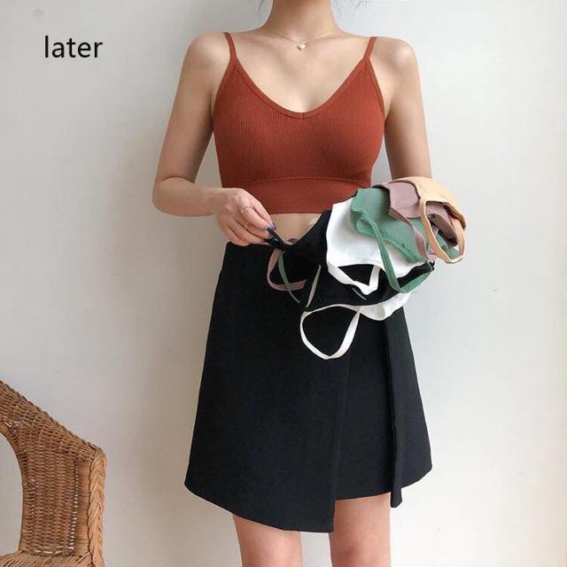 Áo Bra Thun Gân Len Tăm Khoét Lưng Chữ U Siêu đẹp