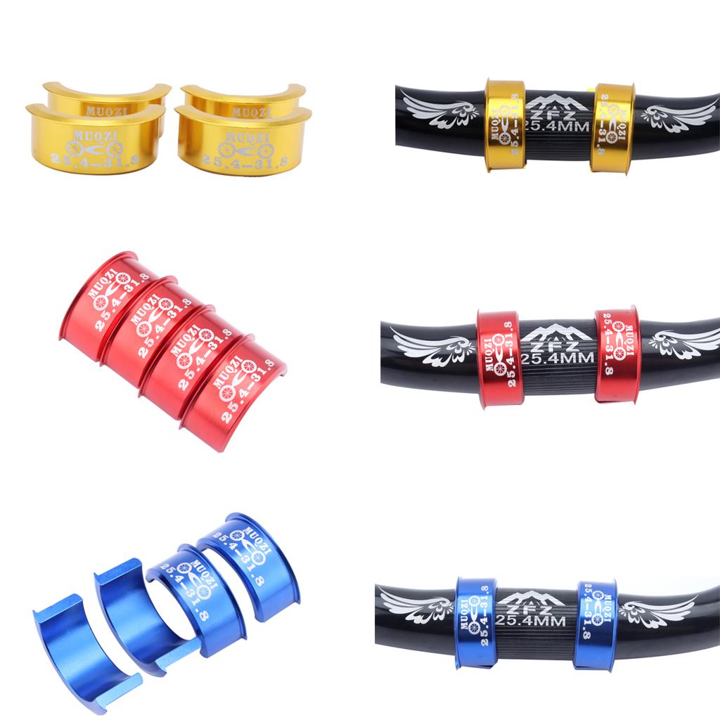 4Pcs Aluminium Alloy Bike Bicycle Handlebar Shim 25.4mm to 31.8mm Reducer Stem Adaptor