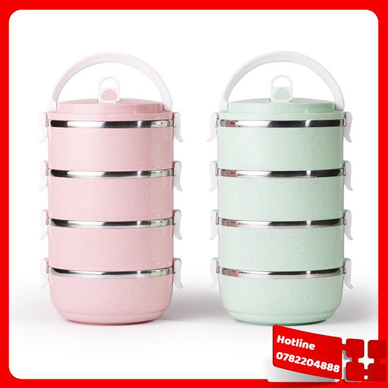 Cà Mèn, Hộp Đựng Cơm Lúa Mạch 4 Tầng Dung Tích 2.8L Siêu To - Loại Tốt