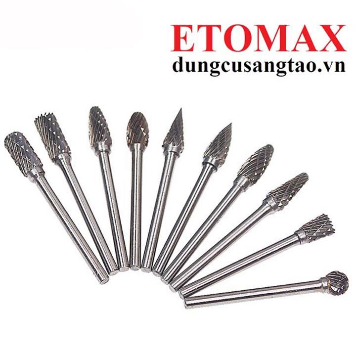 Bộ 10 mũi mài, khắc làm lũa Vonfram