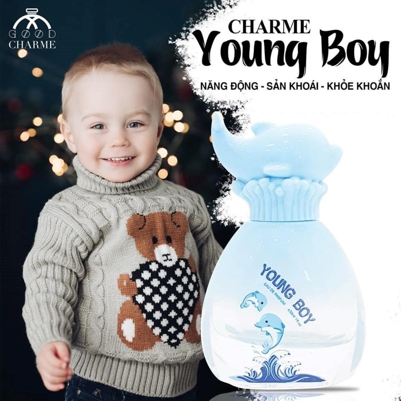 Nước hoa cho bé, Charme Young Boy, hương thơm thanh mát, cho bé năng động cả ngày, 30ml