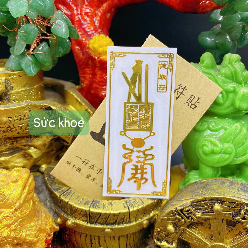 Linh Phù Dán Điện Thoại SỨC KHỎE may mắn bình an , miếng dán linh phù tài lộc phong thủy đẹp lung linh