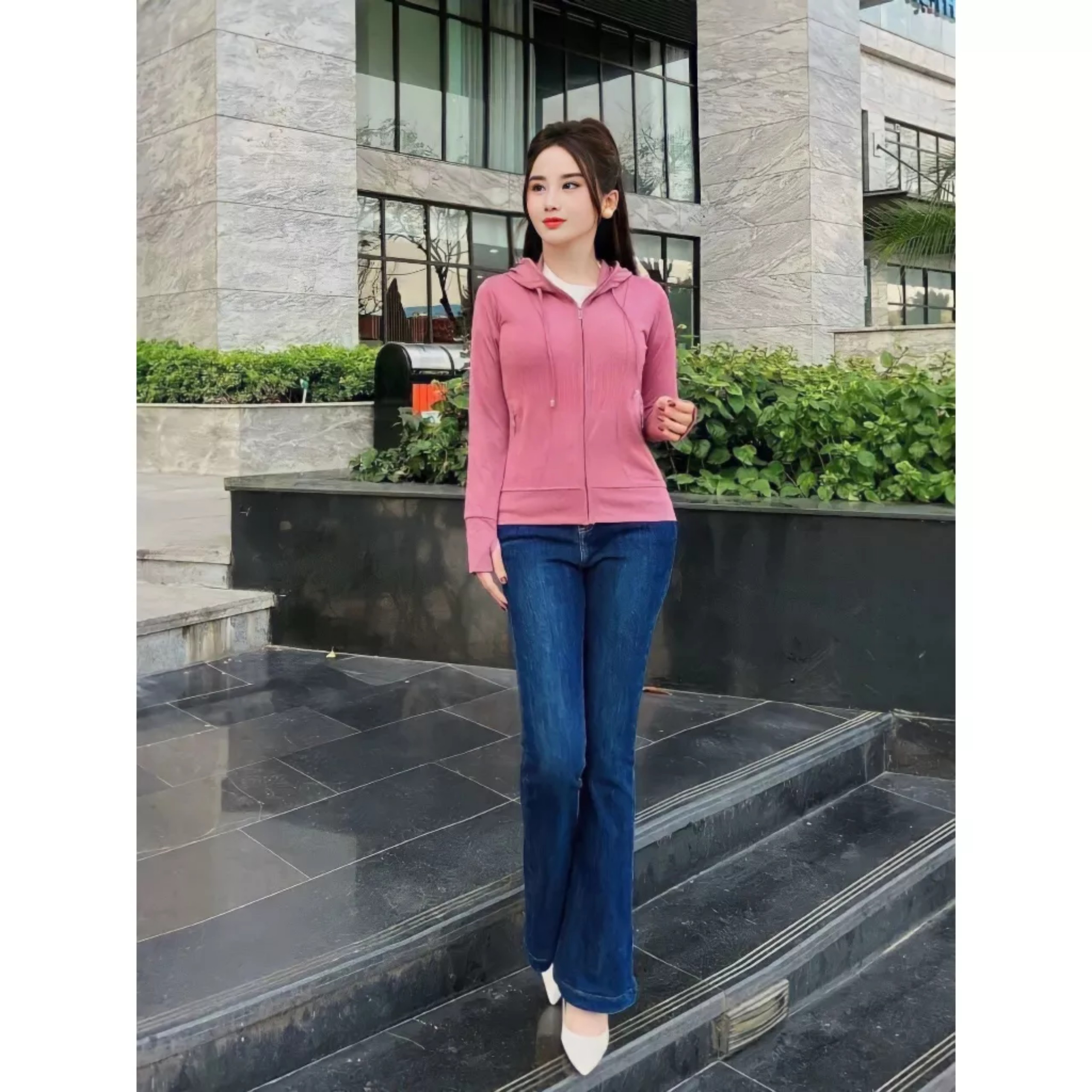 Áo Chống Nắng Nữ Dài Tay Thun Lạnh Co Dãn 4 Chiều Vải Đốm Xước Dáng Ôm Nhiều Màu