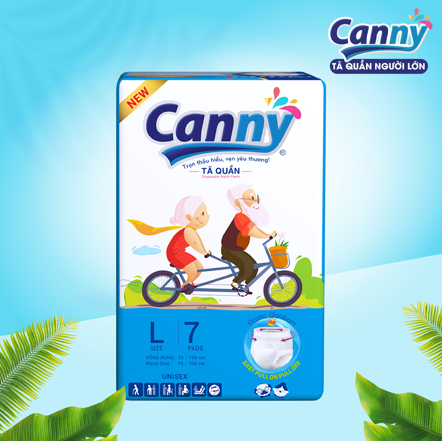 Tã/Bỉm Quần Người Lớn Canny Siêu Mềm, Siêu Thấm, Kháng Khuẩn Size L7 (7 Miếng)