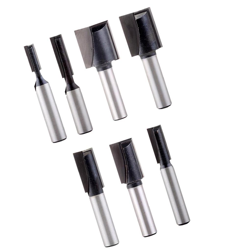 7Pcs 8mm Shank Carbide Tipped Cleaning Bottom Router Bits 5-18mm Cutting Dia