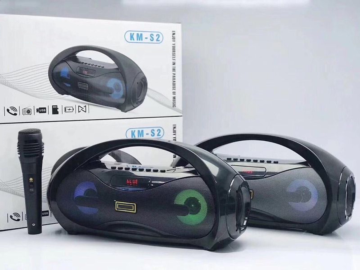 Loa Bluetooth Mã KM-S2 Có Led Âm Thanh Stereo Cực Hay Tặng Kèm Mic Và Dây