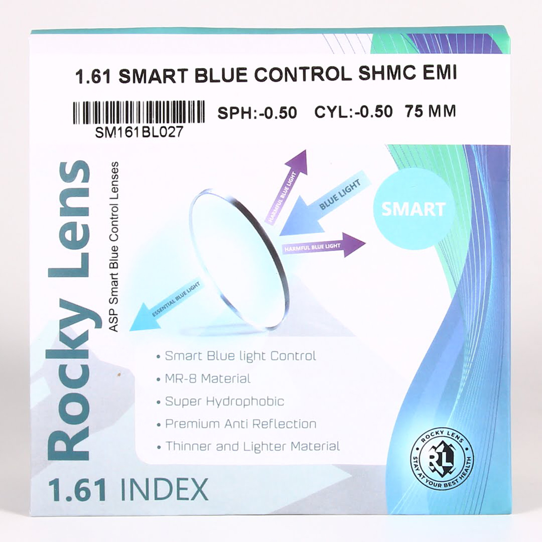 Tròng Kính Rocky Smart Bluecontrol 1.61 ASP Chống Ánh Sáng Xanh Thông Minh