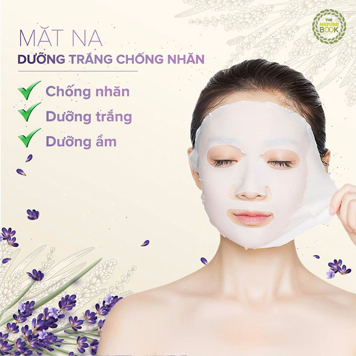 Mặt nạ The Nature Book dưỡng trắng chống nhăn hoa oải hương Lavender Curcumin Ampoule Mask - 10 Miếng