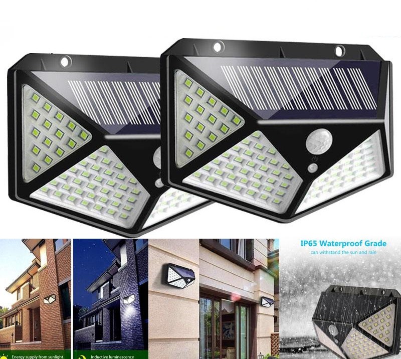Combo 2 đèn năng lượng mặt trời cảm biến chuyển động 100 bóng LED,