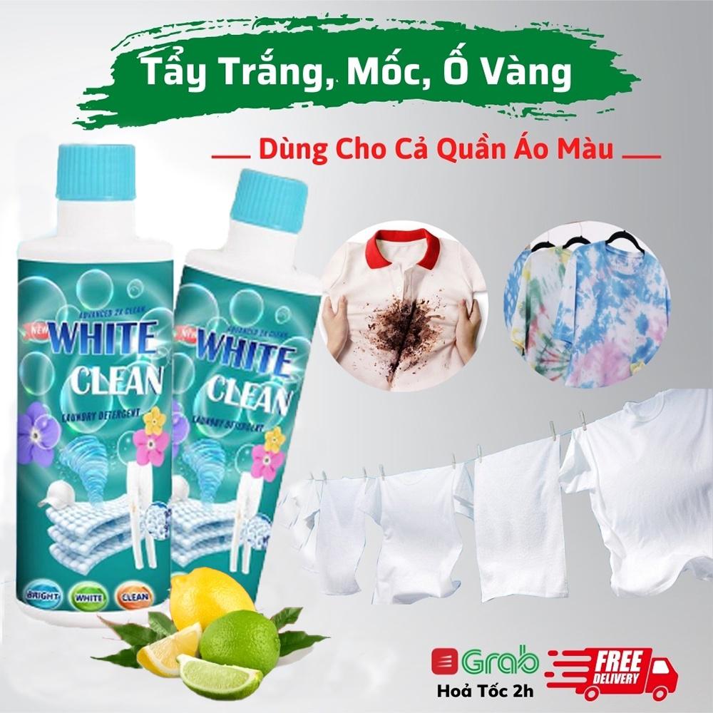 Thuốc tẩy White Clean, tẩy trắng vùng cổ, tay áo, mốc, vết ố quần áo, không bị phai màu