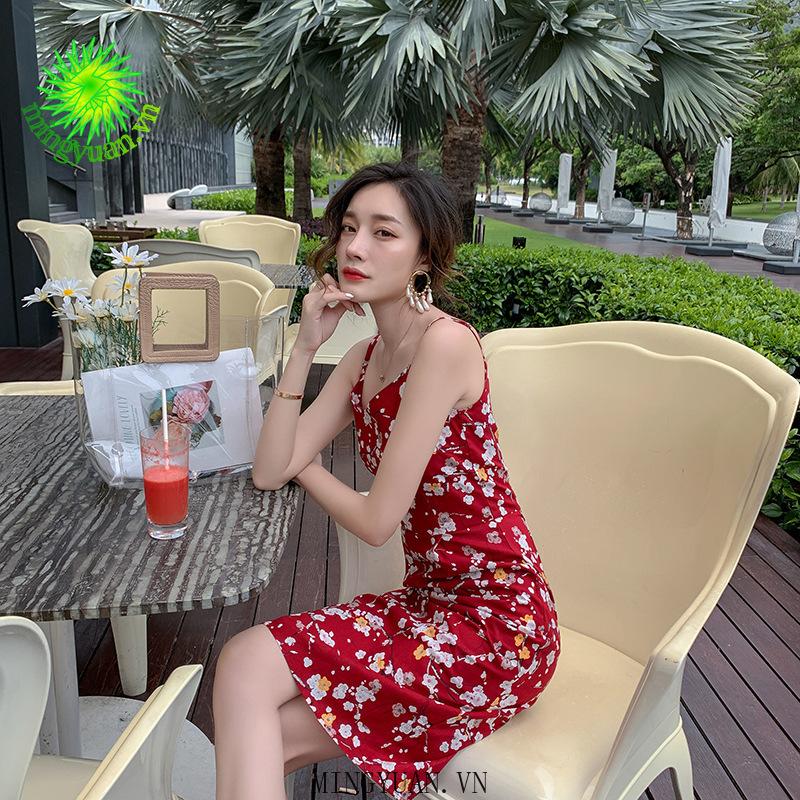 Đầm Voan Cổ Tim In Họa Tiết Hoa Thanh Lịch Dành Cho Nữ