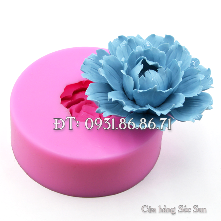 Khuôn silicon hoa mẫu đơn cánh xoăn nhiều tầng loại 8 cm – Mã số 1897