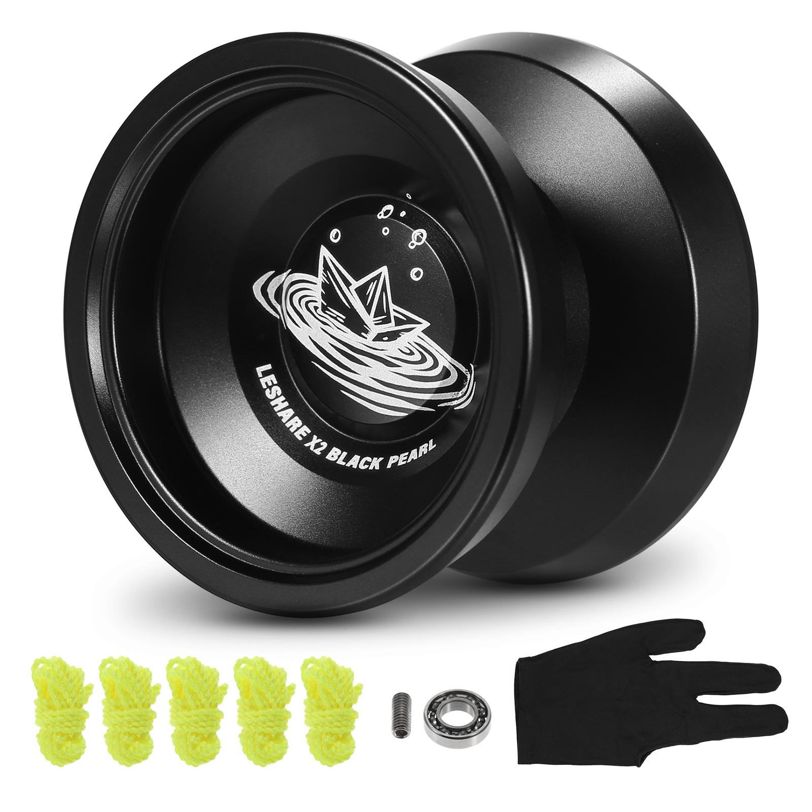 LESHARE X2 Aluminum Yoyo Ball Competitive Yo Yo Gift with Bearing Strings and Gloves