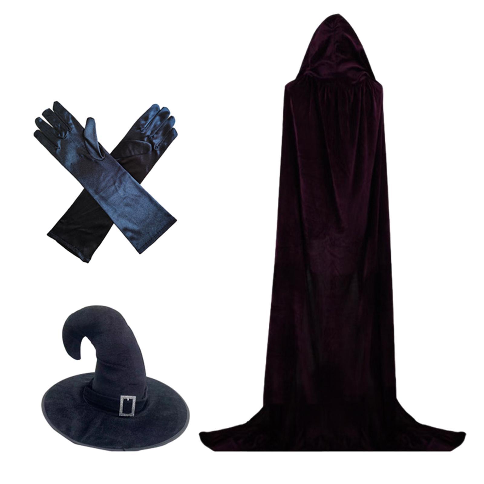 Halloween Witch Costume Set Apparel for Adults, Hooded Cape Photography Prop Outfits Cosplay Costume for Festivals, Carnival
