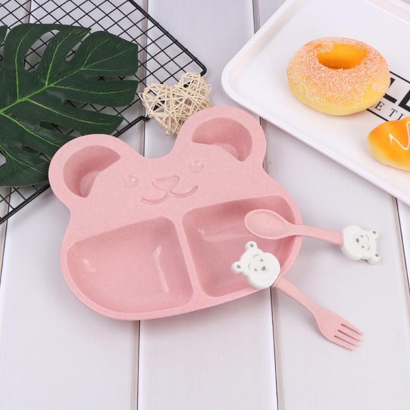 3 Lúa Mì Ống Hút Cho Bé Bộ 3 Thìa Ăn Uống Hoạt Hình Trẻ Em Huấn Luyện Bát Thìa Dĩa Trẻ Em Ăn Đĩa Bộ Đồ Ăn