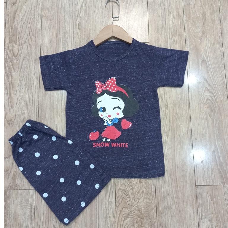 Bộ cộc tay in hình mickey, gấu, thỏ cotton cho bé gái Cizi.shop