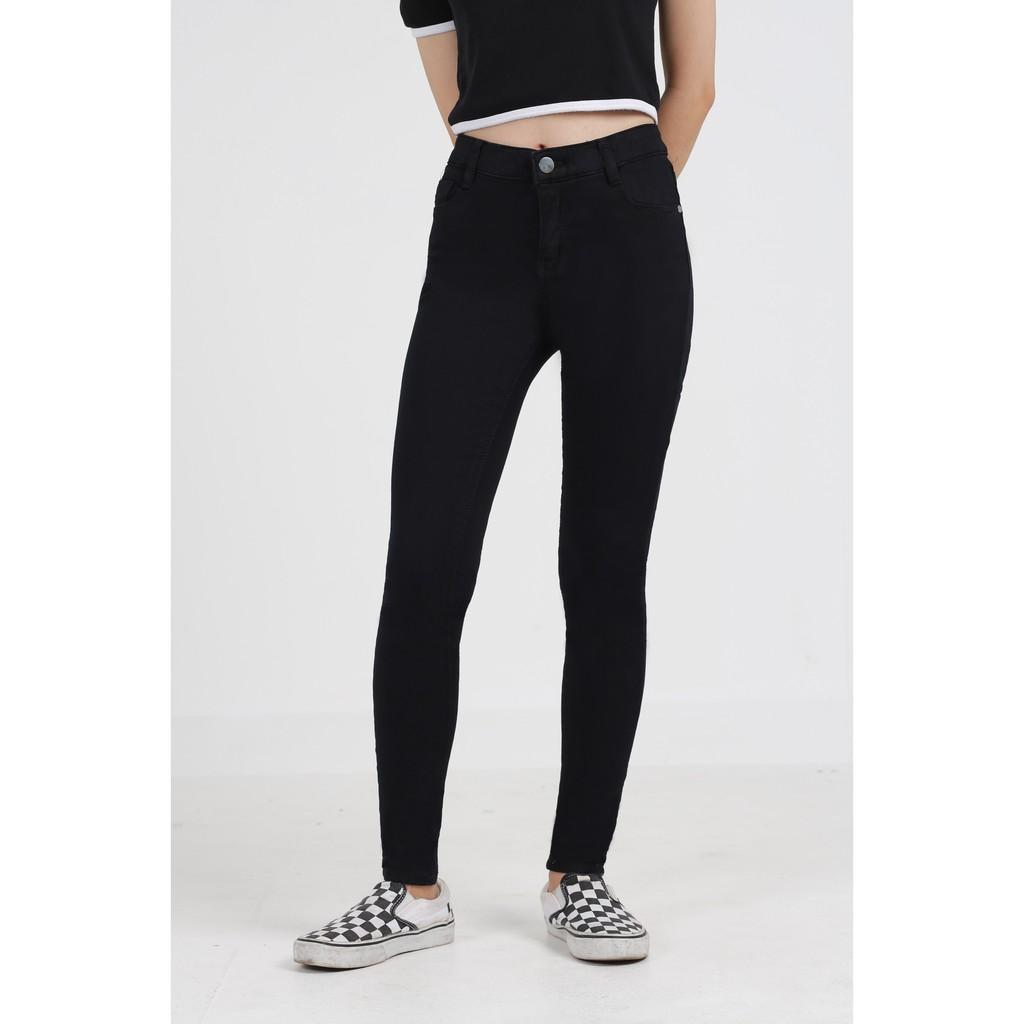 Quần Jean KHJ  Nữ From Ôm - Đen Tuyền