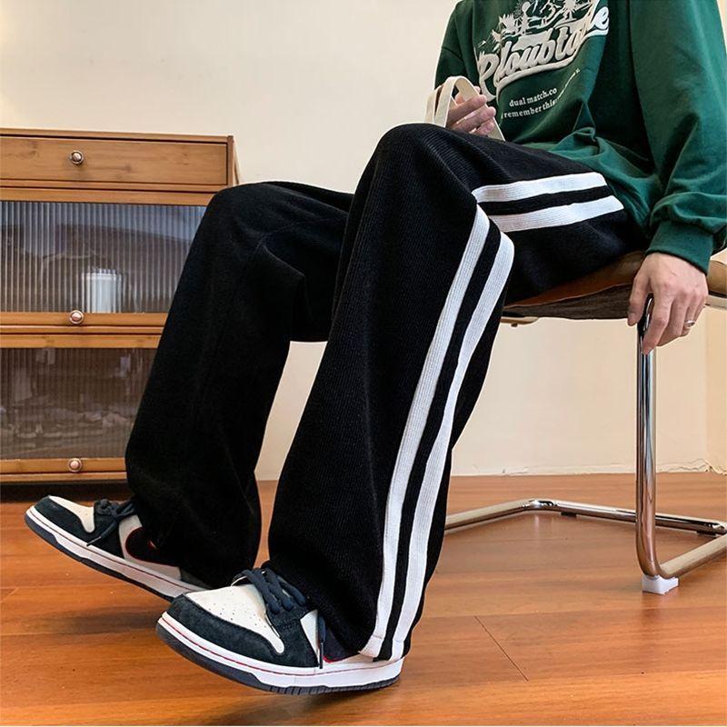 Quần thể thao unisex quần nhung 2 sọc viền thời trang nam nữ mới 2023