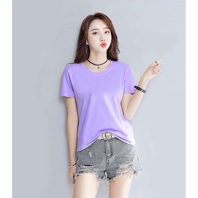 Áo thun Trơn Nữ Cotton Cao Cấp JK Dày Mềm Mịn Nhiều Màu.
