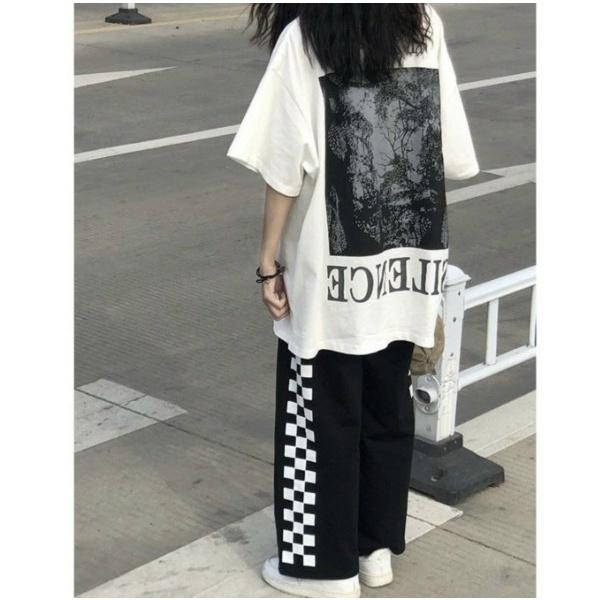 Set quần caro áo silence nữ Nana's House - Bộ áo phông cộc tay oversize kèm quần culottes suông HOT