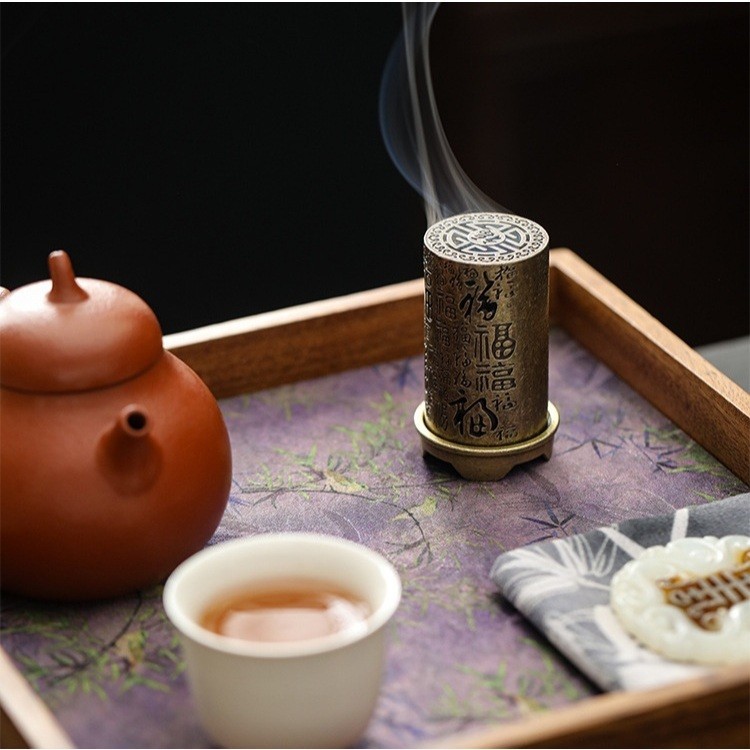 Lư Xông Trầm, Đốt Trầm Hương Khắc Họa Tiết Chữ Phúc