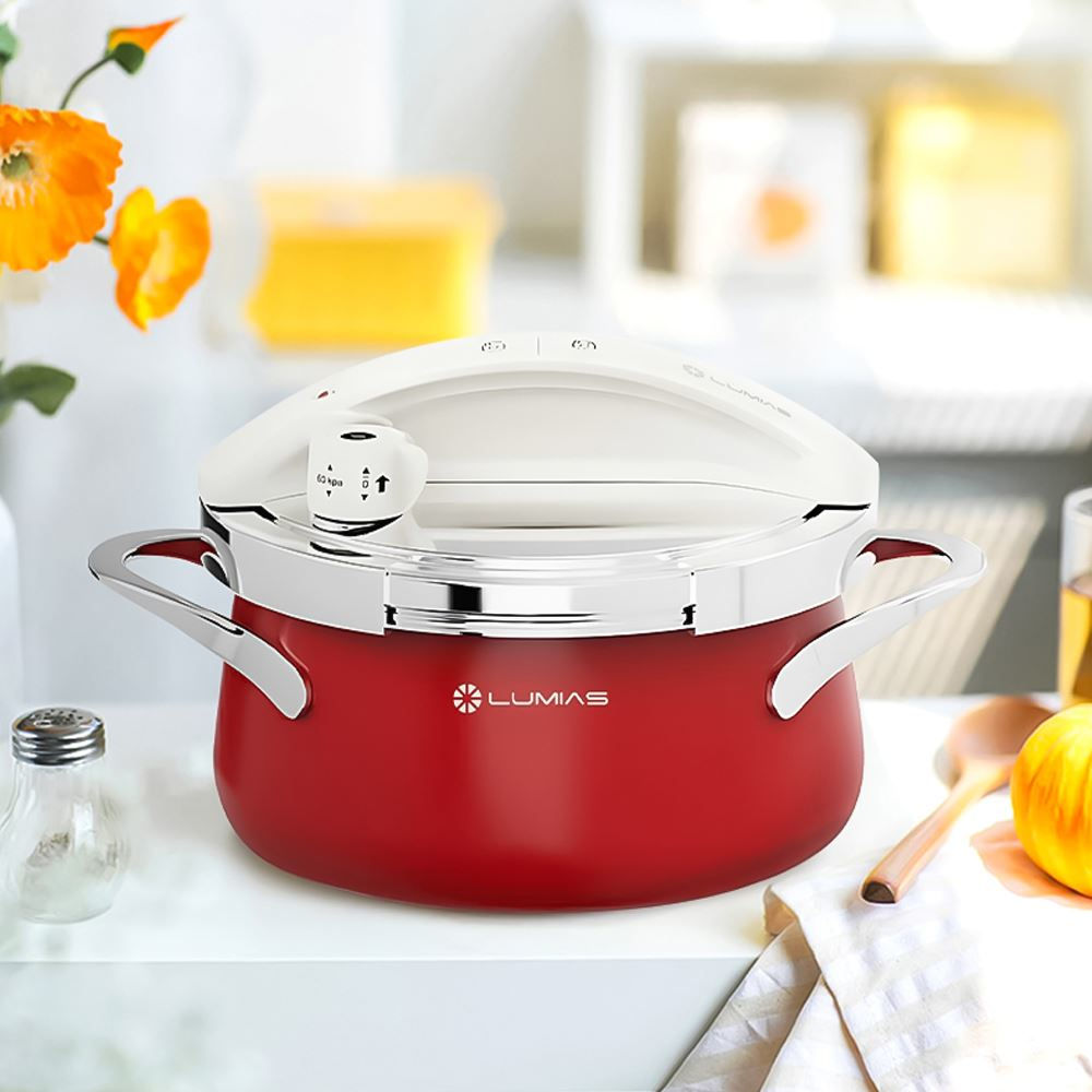 Nồi áp suất cơ Inox 304 Hàn Quốc dung tích 3L LPC-068 kèm khay hấp, đáy từ - 120kPa- Hàng chính hãng