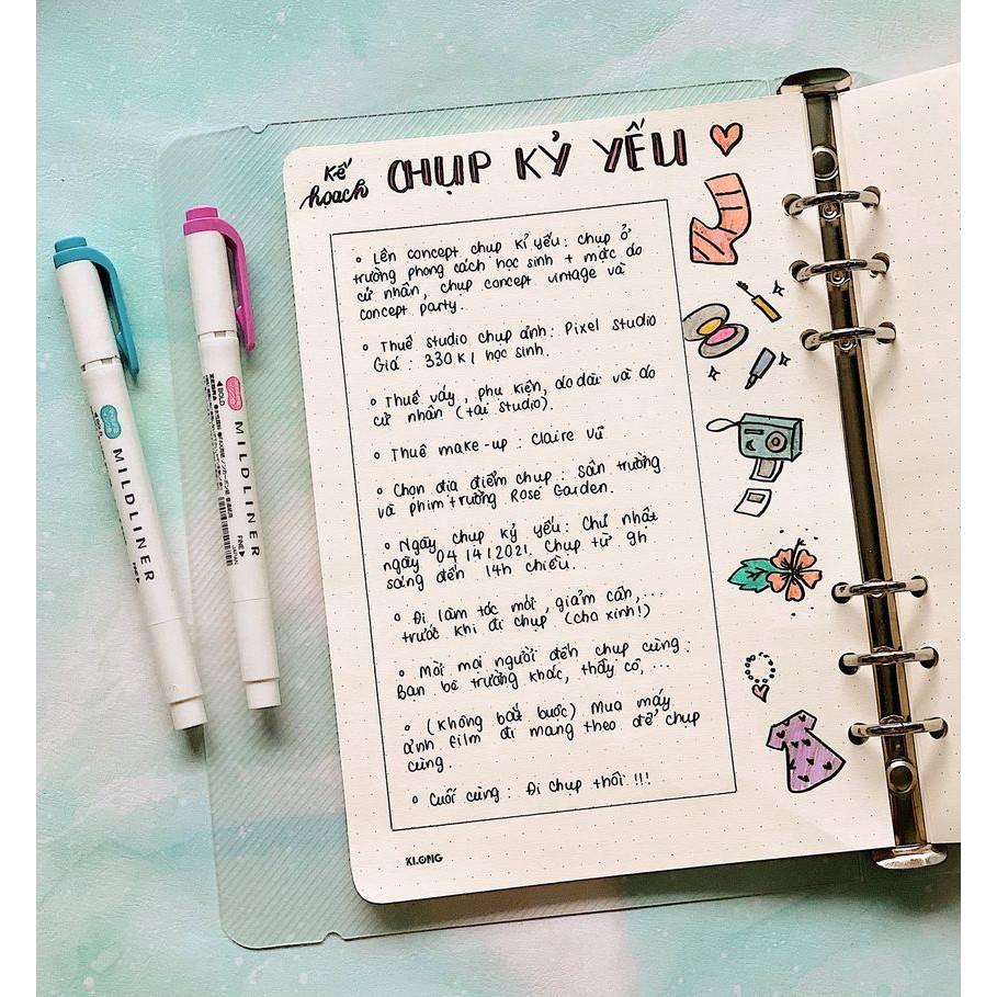 Sổ Klong Caro/Dot Grid Kẹp còng A5 - 100 tờ Giấy siêu dày; Klong MS: 994