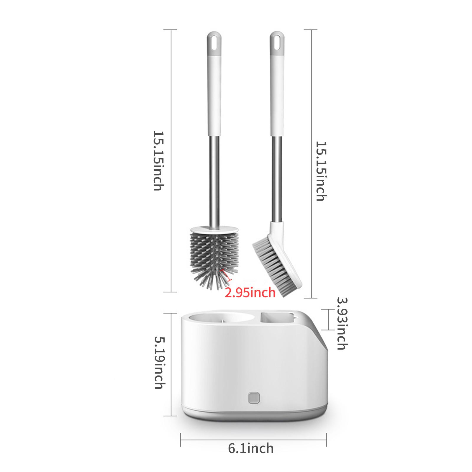 2PCS Toilet Brush and Holder Wall-mounted Soft Bristles Toilet Brush Cleaner No-drilling Bathroom Deep Cleaning