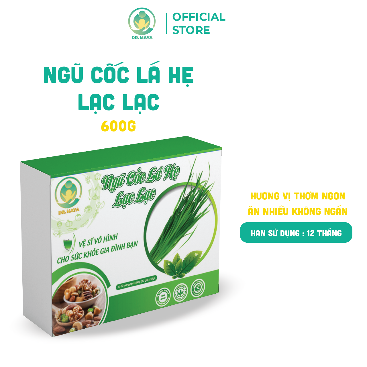 Ngũ cốc Lá hẹ Lạc Lạc Dr.maya 500g (30 Gói) hỗ trợ phòng ngừa táo bón, tăng khả năng hấp thu cho trẻ