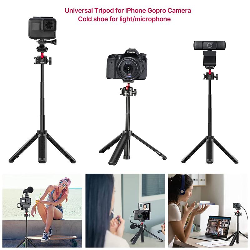 Ulanzi MT-16 VLOG Chân máy cho điện thoại GoPro DSLR Selfie Stick có thể mở rộng với giày lạnh 360 ° cho mic LED Light MT-08