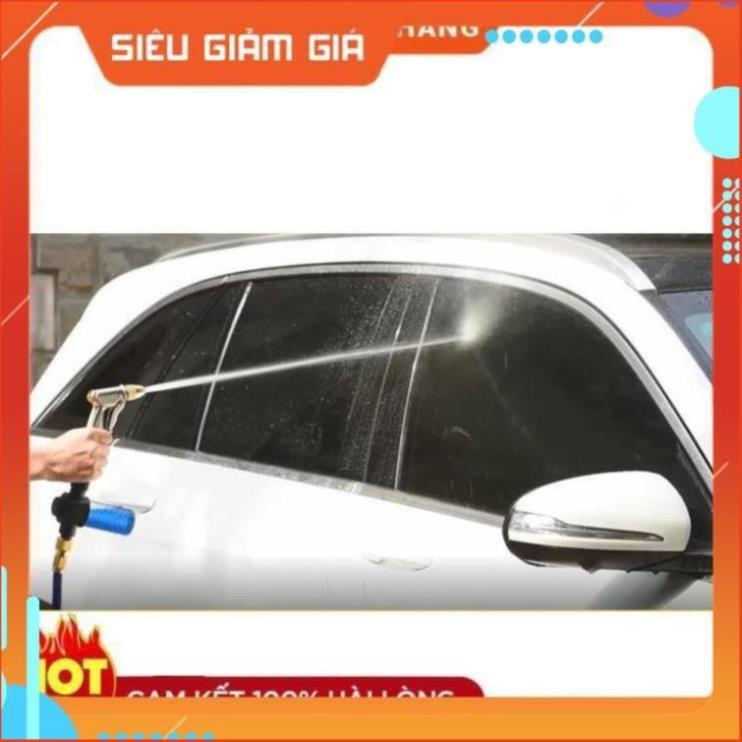 Bộ dây vòi xịt nước rửa xe, tưới cây . tăng áp 3 lần, loại 3m,5m 206587 cút sập,nối vàng+ tặng mở chai