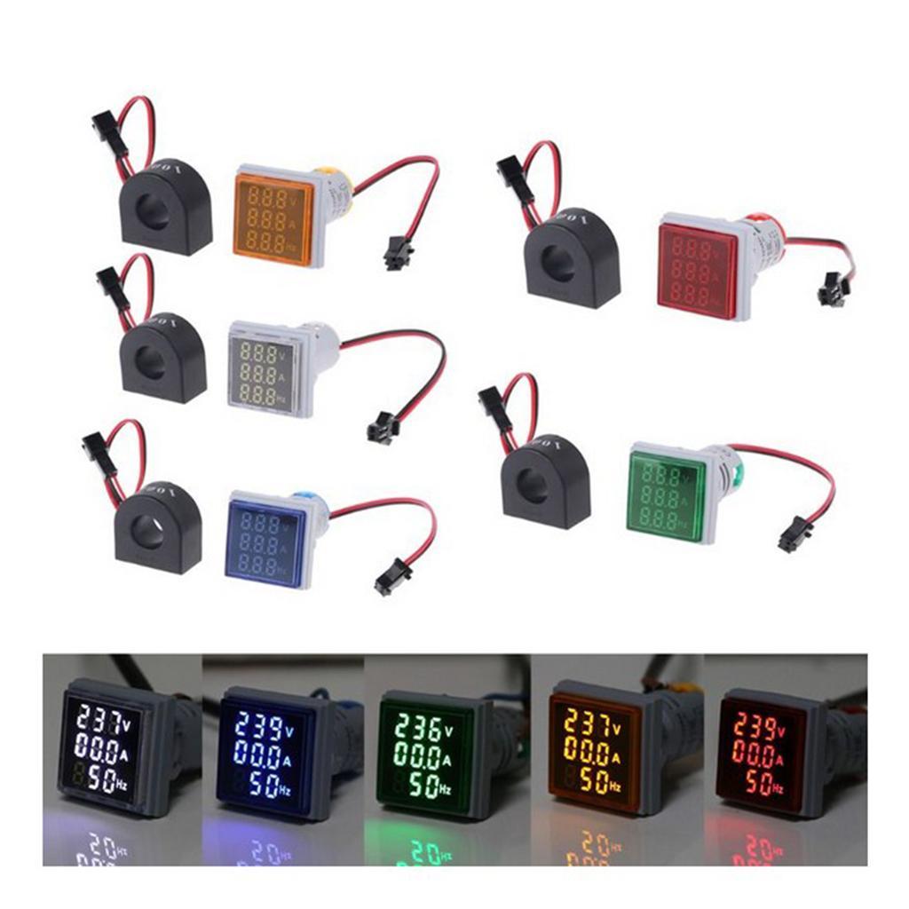 2pcs Square LED Digital Hertz Meter Voltage Current Frequency Indicator