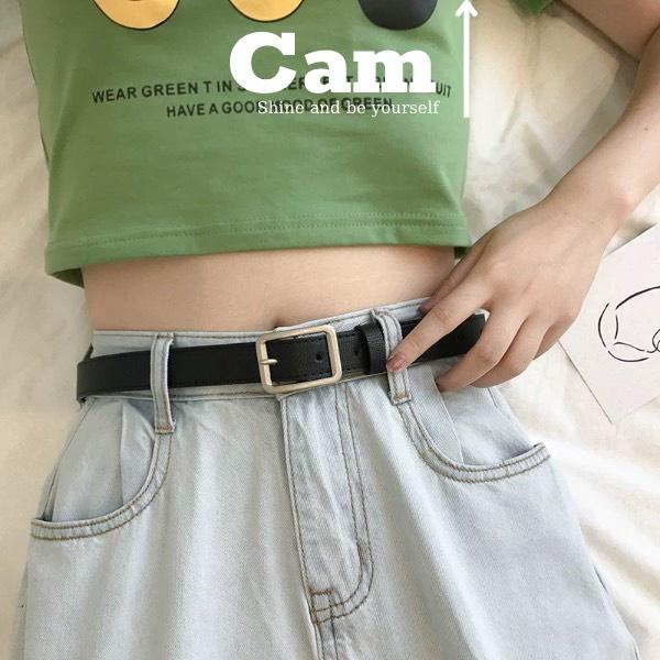 Thắt lưng nam nữ Sơn Tùng 2.3 cm, Camcamvintage dây nịt nam mặt chữ nhật, dây nịt thắt lưng nữ nam bản nhỏ kiểu Hàn Quốc