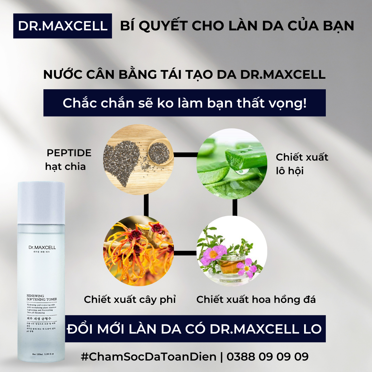 Nước cân bằng tái tạo da và đổi mới làn da Dr.Maxcell