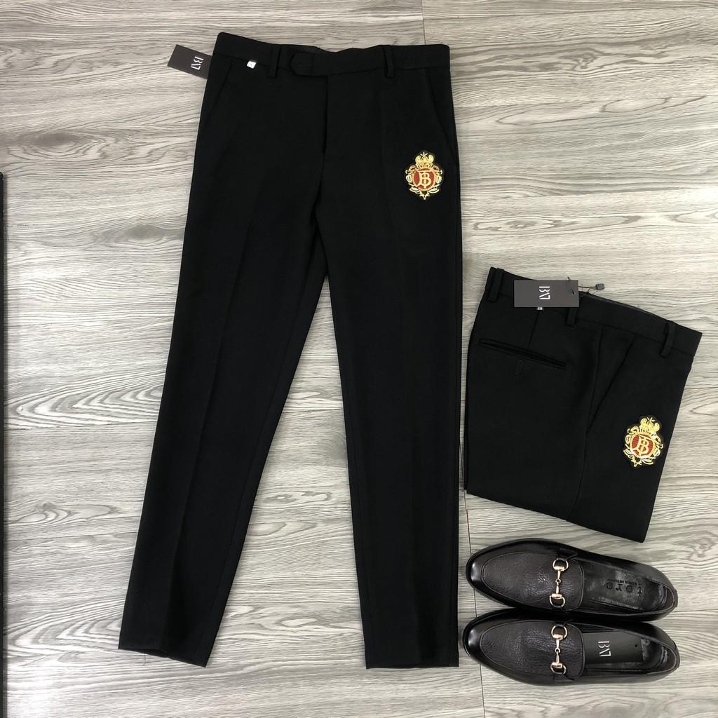 Quần Tây Đen Nam Mác Họa Tiết Thêu Kimsa ,Quần Âu Dáng Hàn Phom body Dáng Ôm, Ống Côn Vải Chống Nhăn,Không Bai Màu