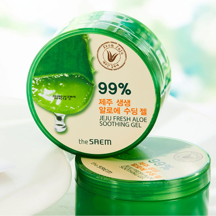 Gel dưỡng ẩm và làm dịu da The Saem Pink Aloe Aqua Gel Hàn Quốc 300ml