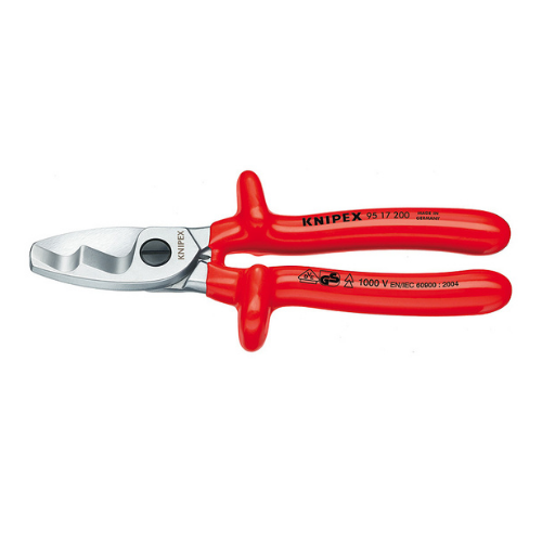 Kìm Knipex 95 17 200 Cắt Cáp Điện Đồng và Nhôm đến Ø20mm/70 mm² Cách Điện Nhựa Dày 1000V Theo Chuẩn VDE Đức