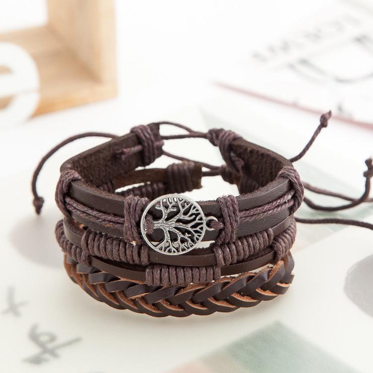 Set Vòng Đeo tay Nam Nữ Phong cách Âu - Mỹ, Chất liệu da Bò Thật, Handmade, Thiết kế đơn giản, gắn gắn thẻ Titan