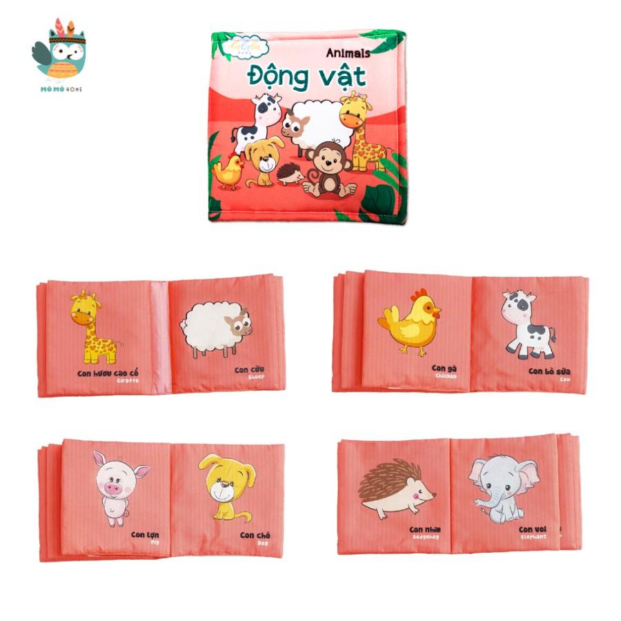 Combo 2 cuốn sách vải cho bé Lalala baby, kích thích đa giác quan (Phương tiện giao thông, Động vật)