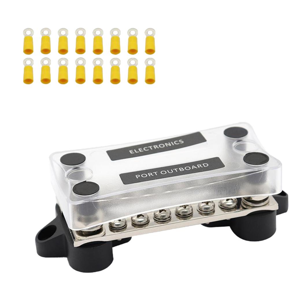 Marine Boat 100A Dual Bar Power Distribution Block for 16 Terminals