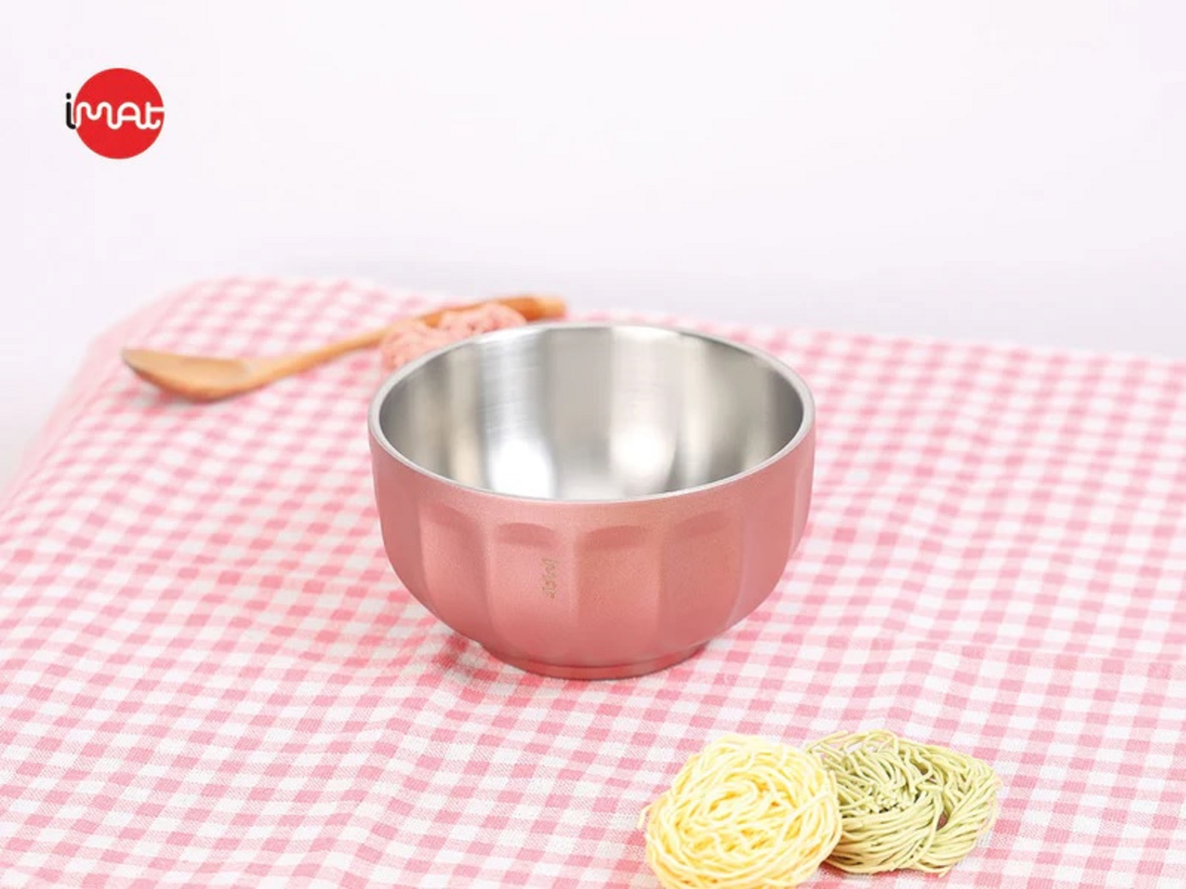 Tô canh hai thành inox hồng gold iMAT