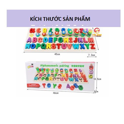 Bộ Giáo Cụ Montessori Bảng Cột Tính Học Đếm Số Và Ghép Chữ Cái Tiếng Anh In Hoa Nổi Bằng Gỗ ( Ảnh Thật)