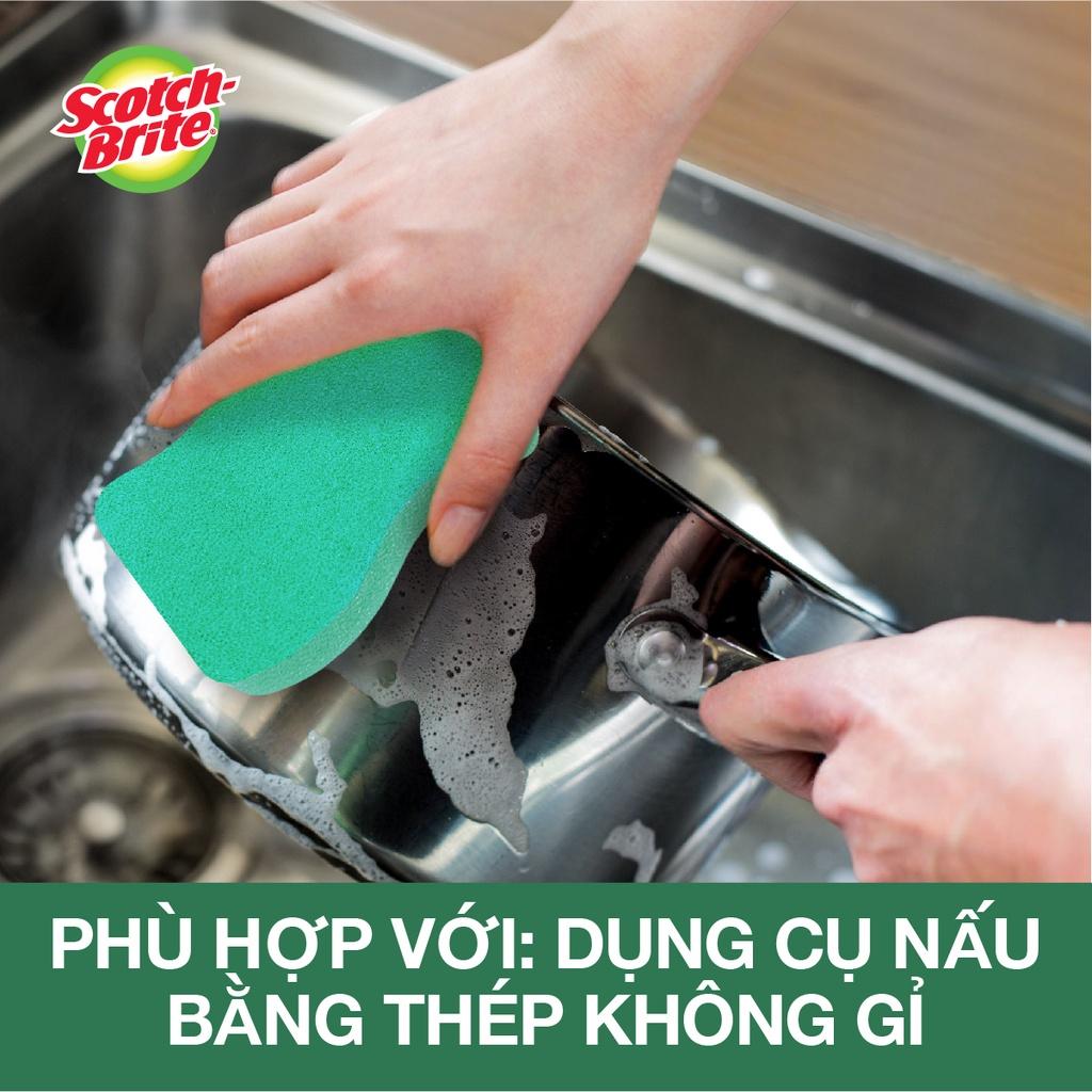 Miếng Rửa Chén Hạt Nổi Không Trầy Xước 3M Scotch Brite-Mút Kháng Khuẩn,Không Bám Cặn Gây Mùi