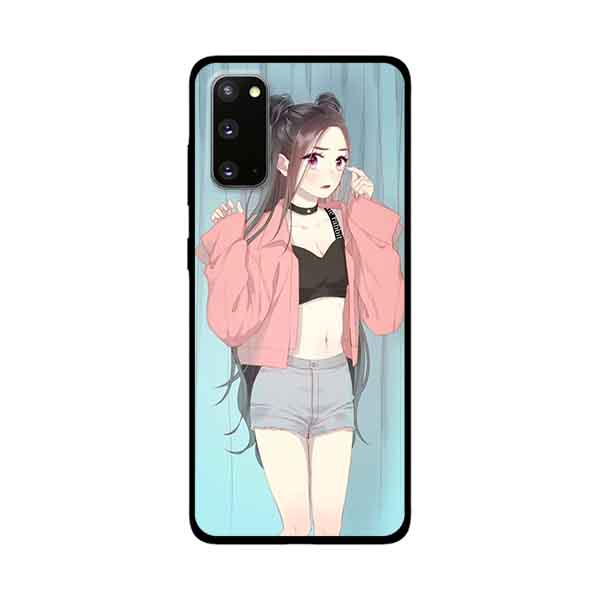 Ốp Lưng Dành Cho Samsung Galaxy S20 mẫu Cô Gái Áo Hồng Nền Xanh - Hàng Chính Hãng