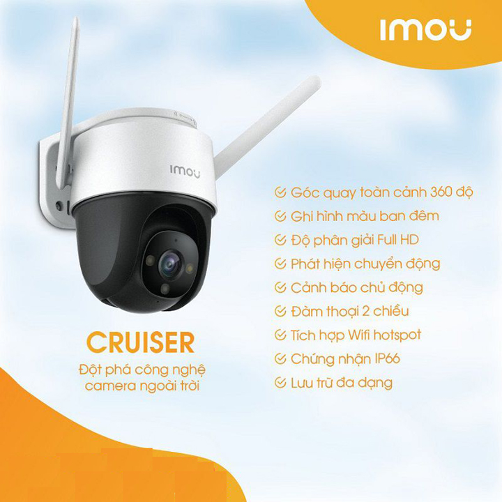 Camera IP Wifi PTZ ngoài trời Imou IPC-S22FP 2MP nhin đêm có màu hàng chính hãng