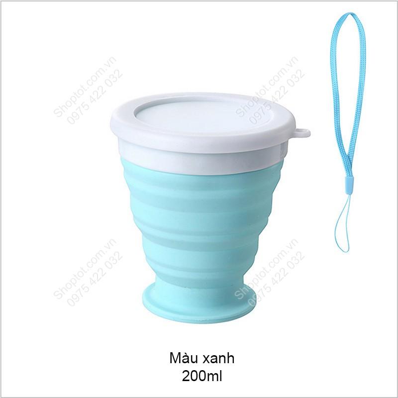 CỐC LY GẤP GỌN BẰNG SILICON DÙNG UỐNG NƯỚC ĐA NĂNG YD200, CÓ DÂY XÁCH