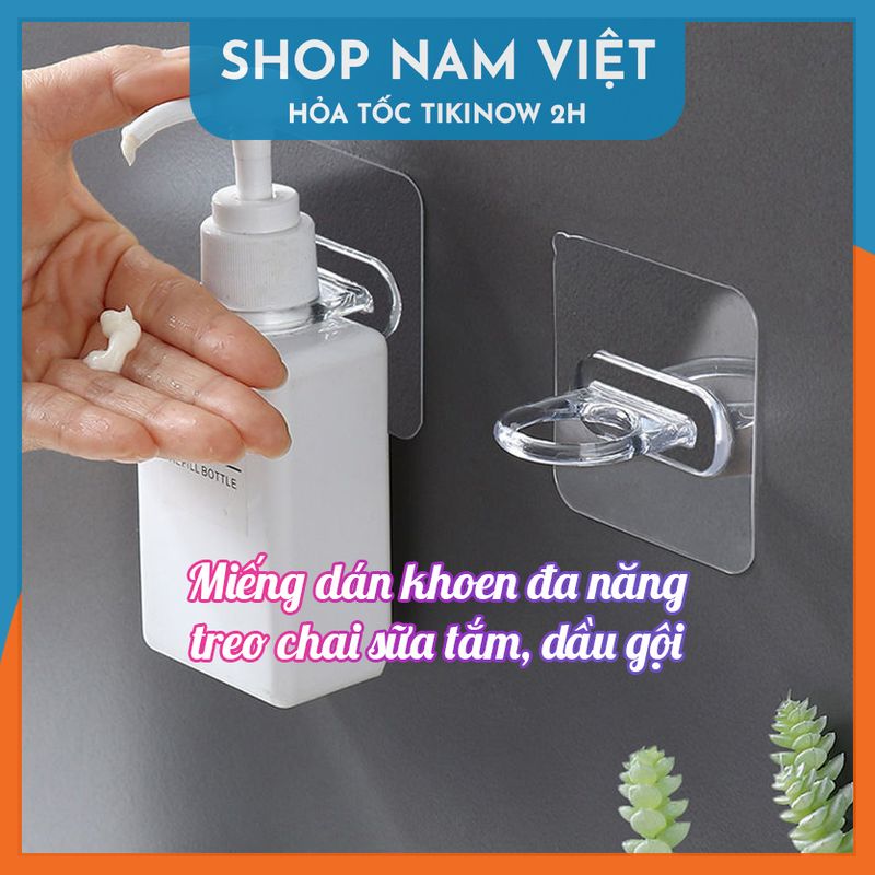 Miếng Dán Khoen Đa Năng Treo Chai Sữa Tắm, Dầu Gội, Móc Quần Áo